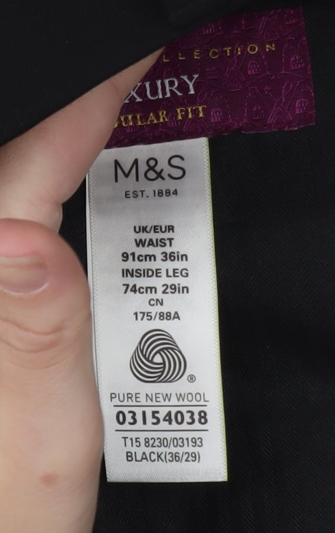 Marks & Spencer Men's Black Wool Dress Pants Size L Regular Fit