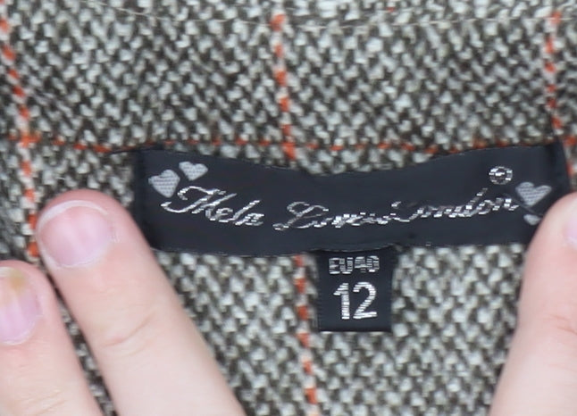 Kate Loves London Women Grey Checked Long Wool Blend Coat Size 12