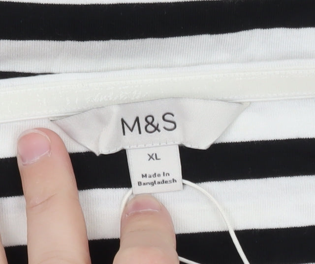 Marks & Spencer Women's Black White Striped Strapless XL Jersey Top