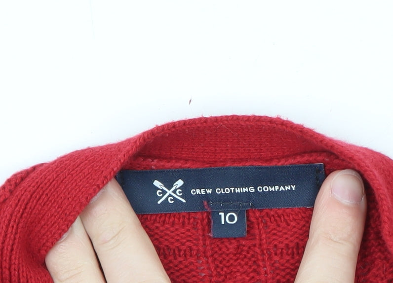 Crew Clothing Company Women's Red Cable-Knit Pullover Jumper Size 10