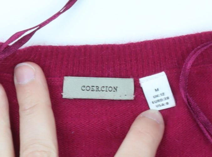 Coercion Men's Red Wool V-Neck Jumper Size M Long Sleeve