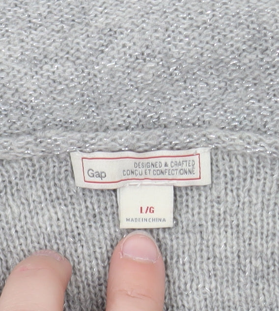 Gap Women’s Grey V-Neck Long Sleeve Knit Pullover Jumper Size L