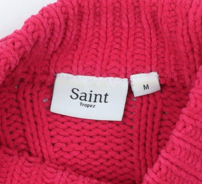 Saint Tropez Women’s Pink Mock Neck Knit Jumper Size M