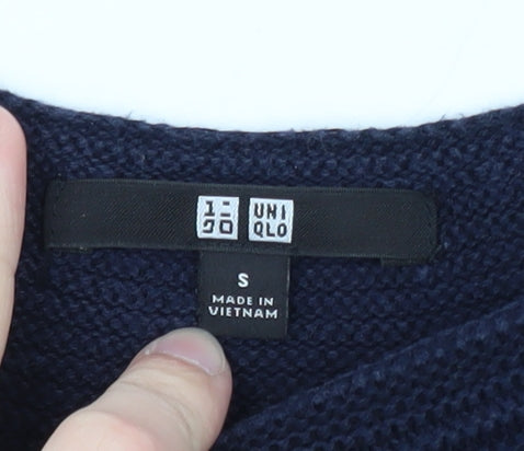 Uniqlo Women's Blue Cotton Knit 3/4 Sleeve Pullover Jumper S