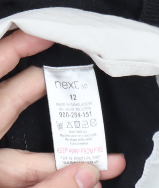 Next Women Black Collared Knit Pullover Jumper Size 12