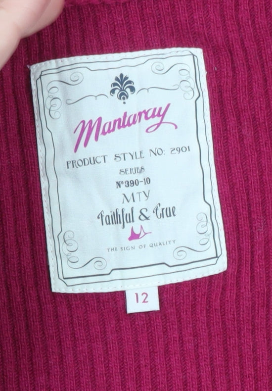 Mantaray Womens Red Knit Jumper Dress Size 12 Long Sleeve Casual