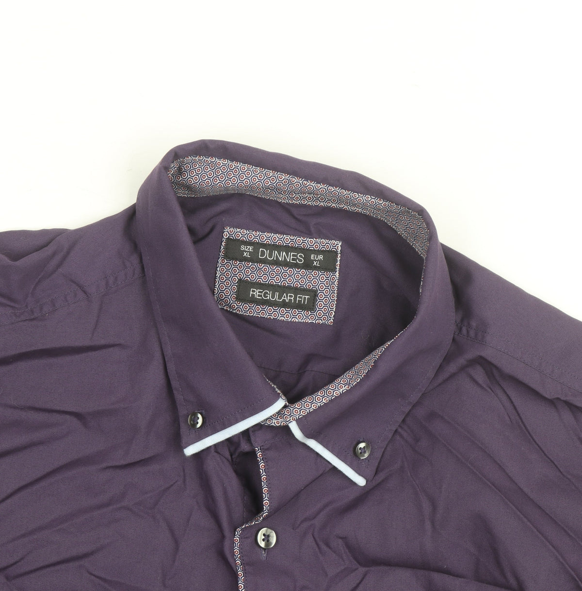 Dunnes Men's Purple Regular Fit Long Sleeve Button-Up Shirt XL