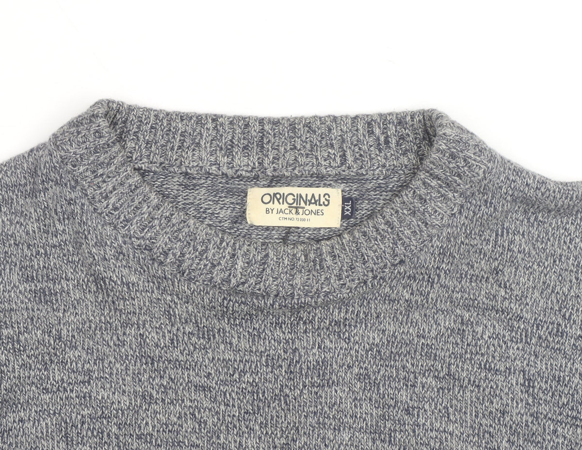 Jack & Jones Mens Grey 2XL Knit Pullover Jumper with Pocket