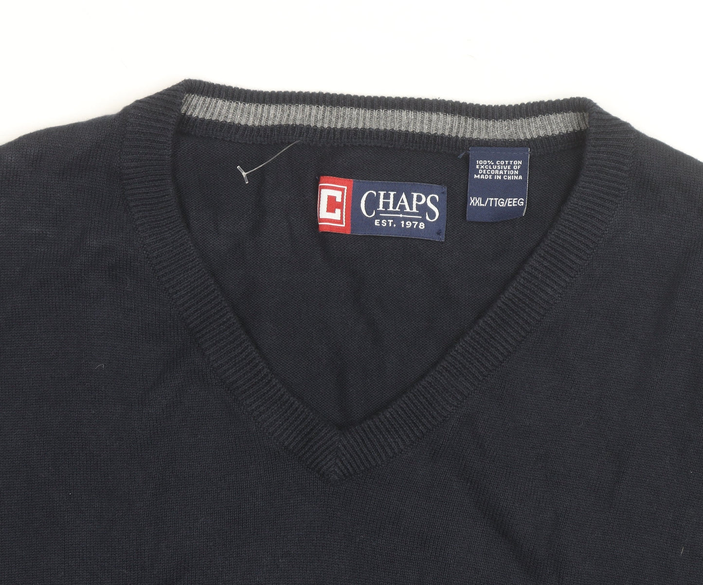 Chaps Men's Blue 2XL Cotton V-Neck Sleeveless Knit Vest
