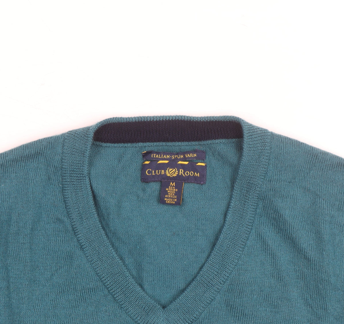Club Room Men’s Blue V-Neck Pullover Jumper Size M Acrylic Knit