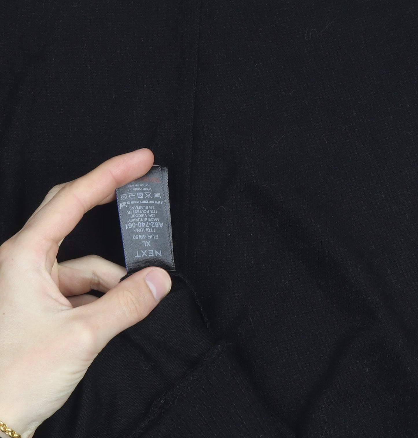 Next Men's Black XL Crew Neck Cotton Knit Pullover Jumper