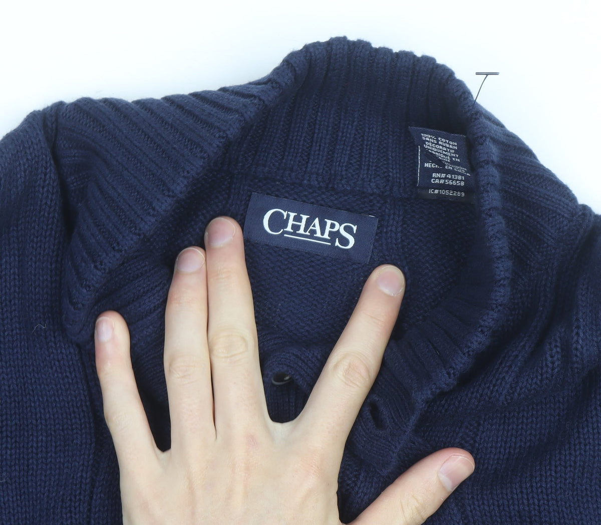 Chaps Men's Blue Cotton Cable-Knit Henley Jumper 2XL