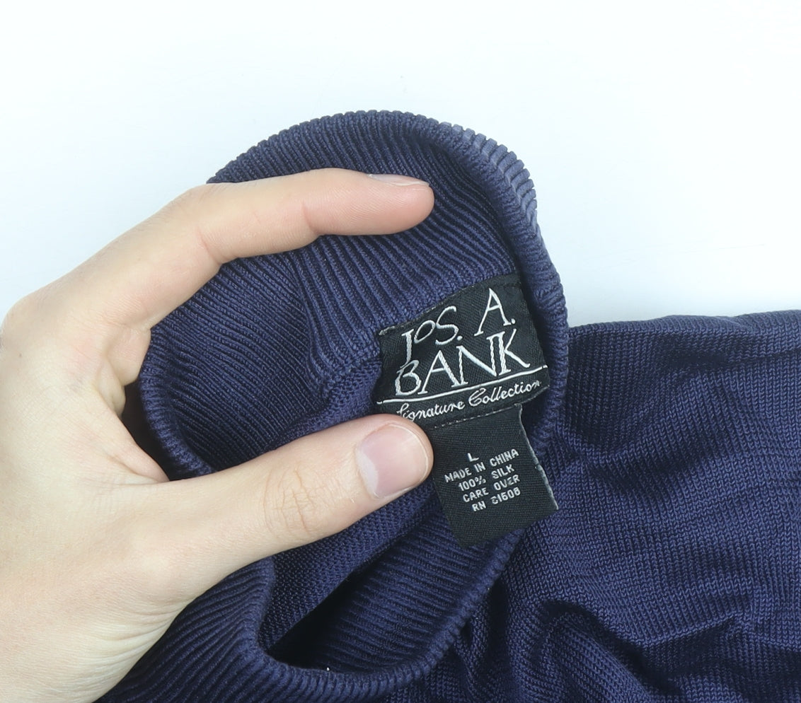 Jos. A. Bank Men's Blue Silk Roll Neck Jumper Size L