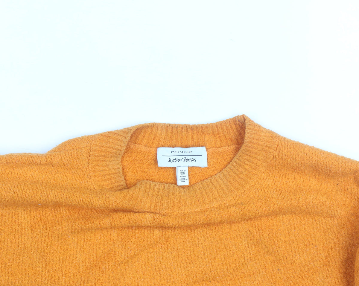 & Other Stories Women Orange Crew Neck Cotton Blend Jumper M