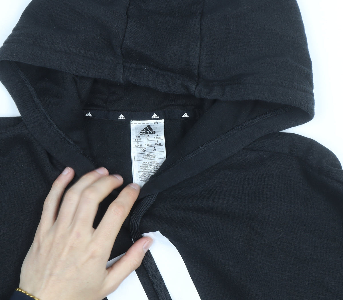 Adidas Womens Black Pullover Hoodie Size S Logo Graphic Hooded Sweatshirt