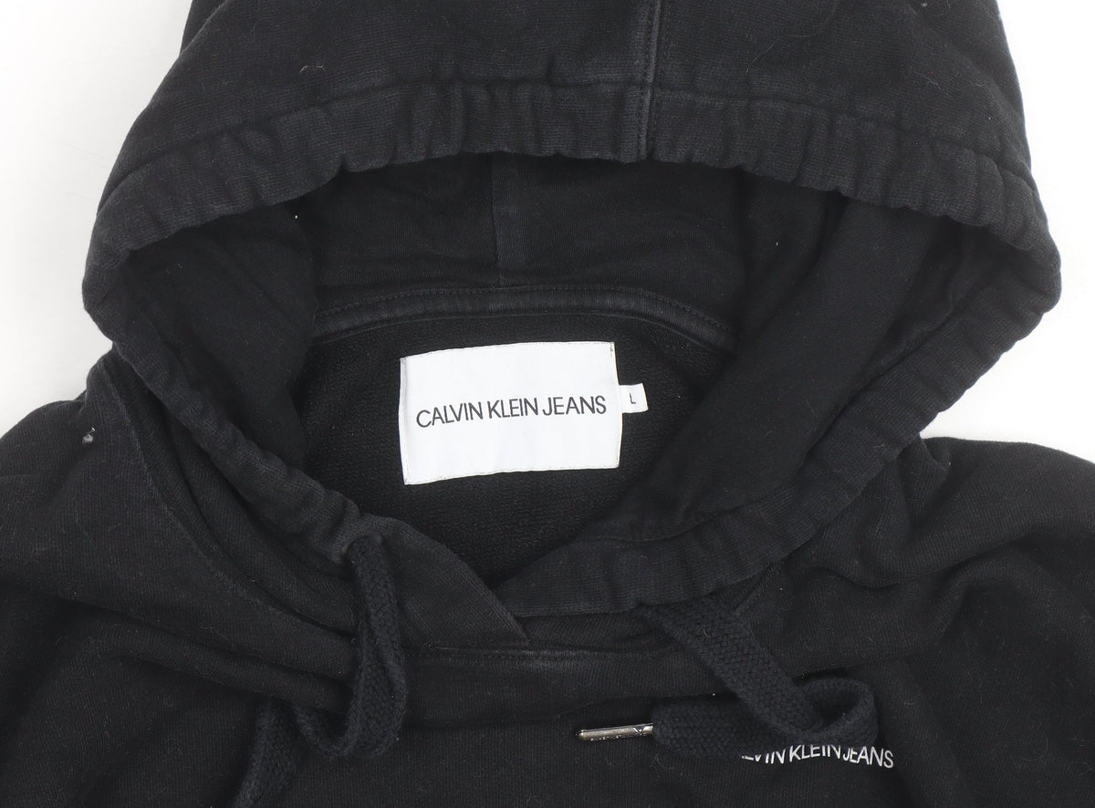 Calvin Klein Jeans Women's Black L Pullover Hoodie with Logo Print