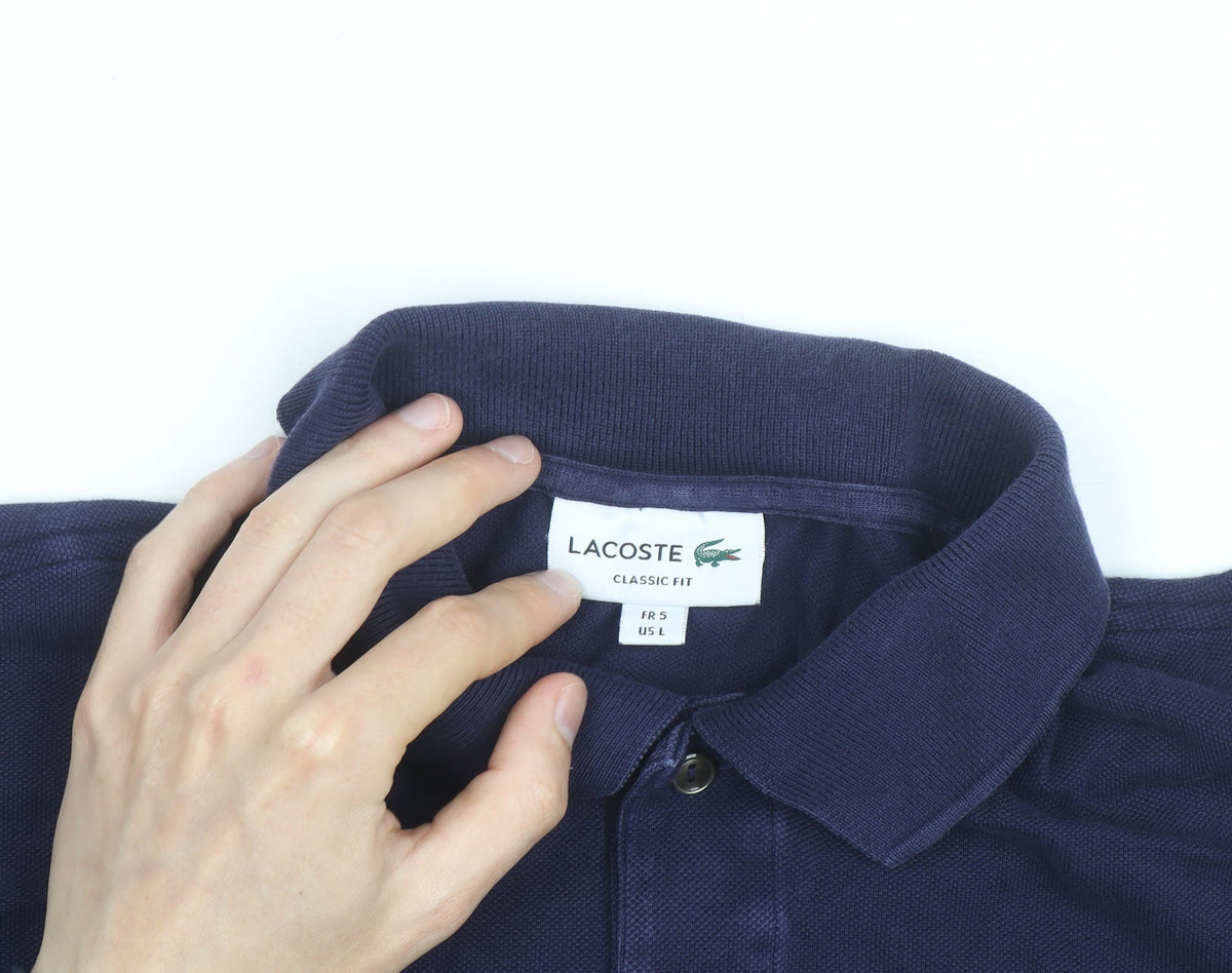 Lacoste Men's Blue Classic Fit Cotton Polo Shirt Size L