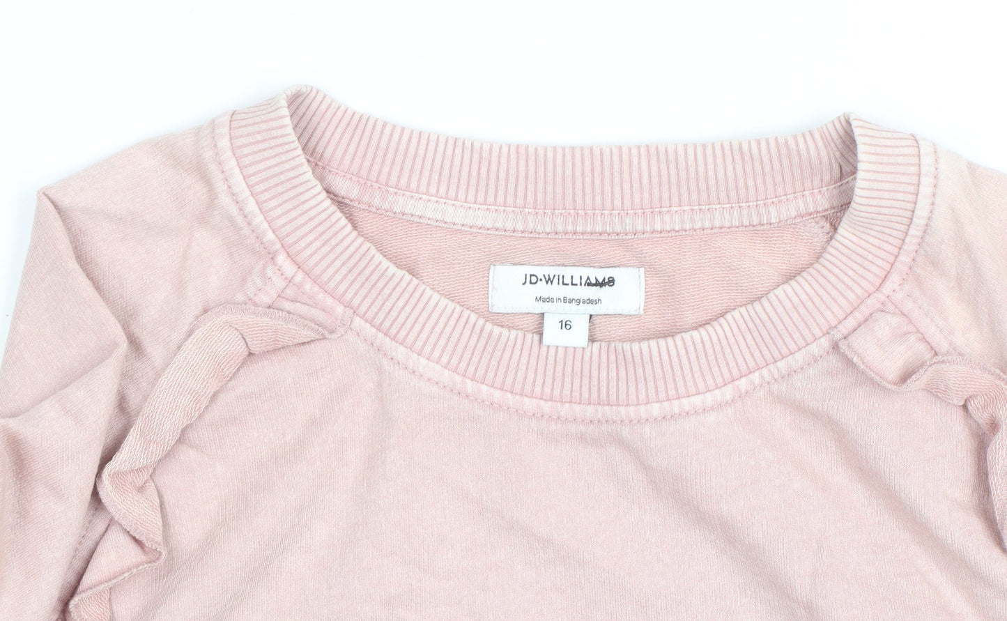 JD Williams Women's Pink Ruffle Crew Neck Pullover Sweatshirt Size 16