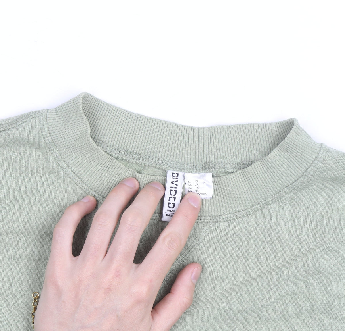 H&M Divided Men's Green XL Pullover Crew Neck Sweatshirt