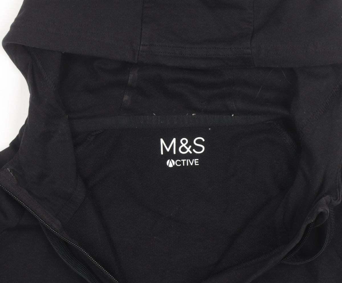 Marks and Spencer Mens Black Full Zip Hoodie Size L Regular Fit