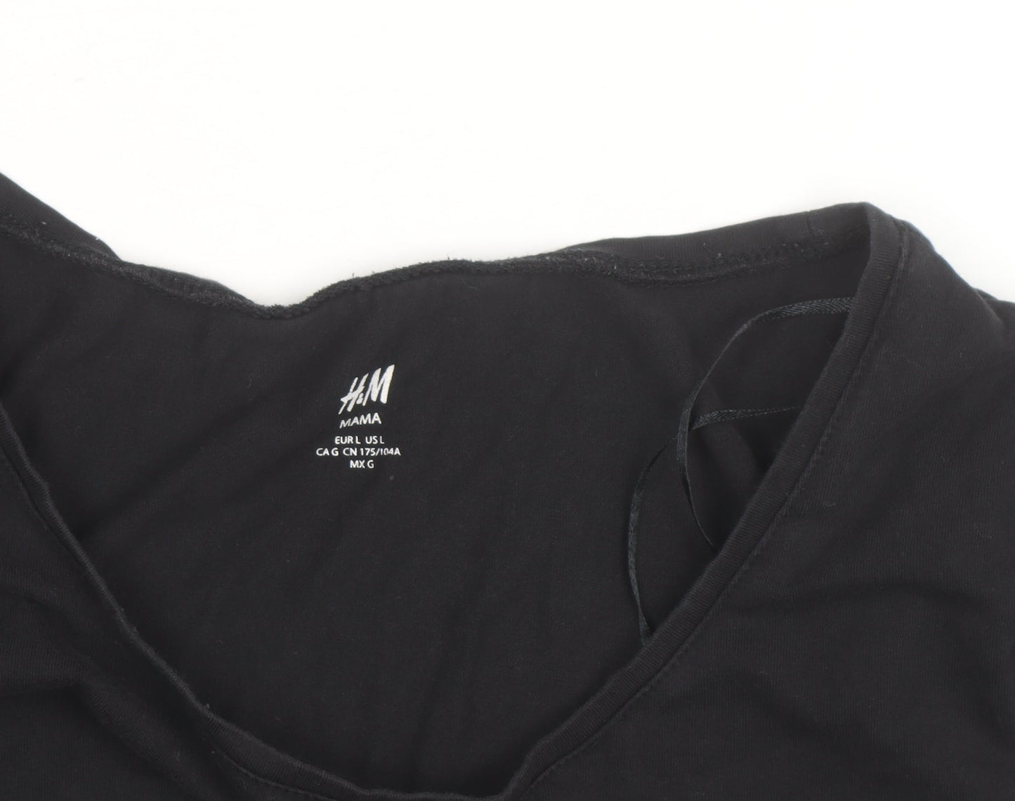 H&M Mama Black 3/4 Sleeve Maternity Scoop Neck Cotton Top L