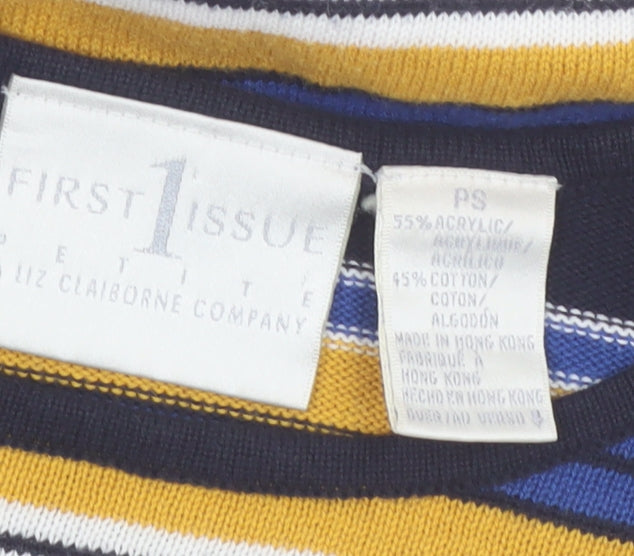 Liz Claiborne Women's Multicoloured Petite S Striped Short Sleeve Knit Jumper