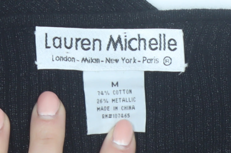 Lauren Michelle Women's Black Sequin Knit Cardigan M