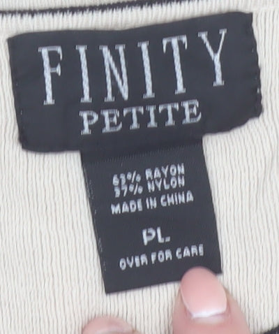 Finity Petite Womens Beige Knit Button Cardigan L