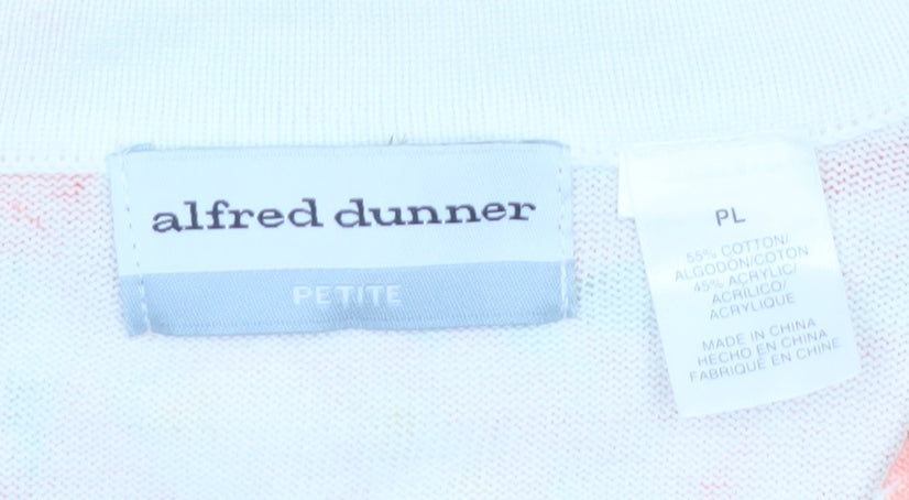 Alfred Dunner Women Floral Pink Yellow V-Neck Cardigan PL Petite