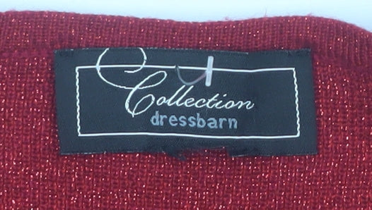 Dressbarn Women's Red Beaded V-Neck 3/4 Sleeve Pullover Jumper L