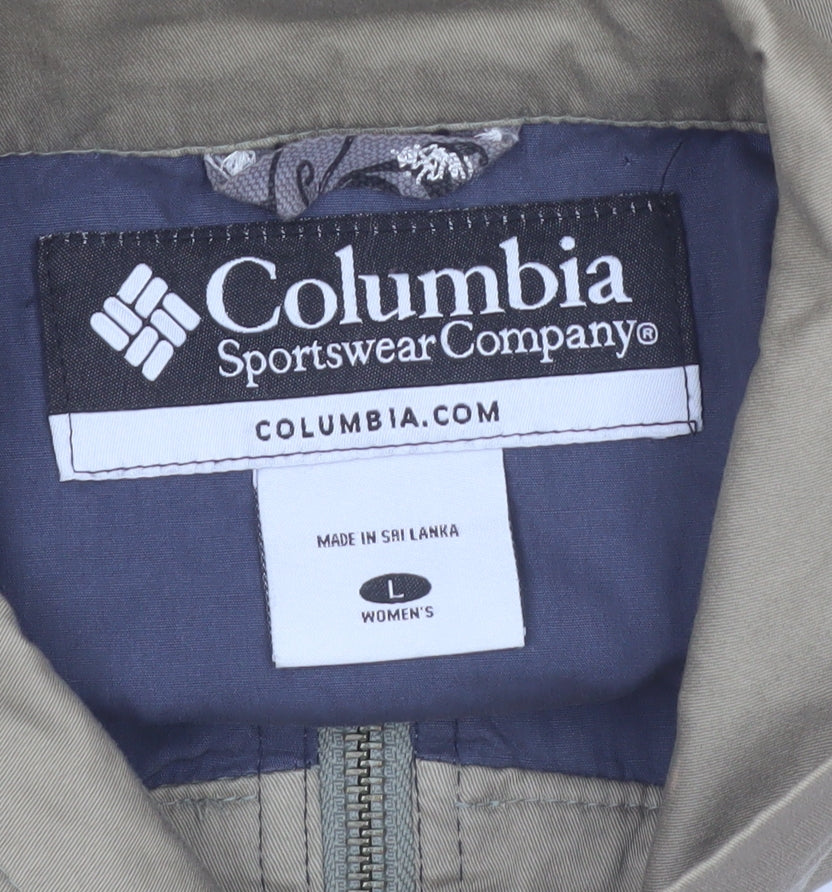 Columbia Mens Beige Cotton Twill Bomber Jacket L Regular Fit