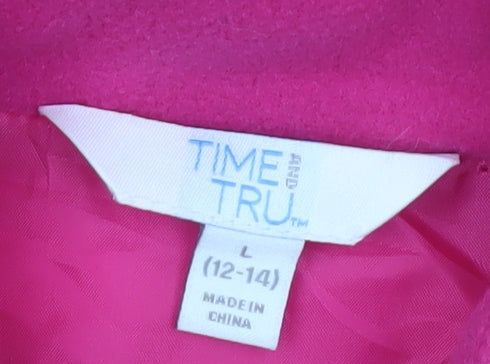 Time and Tru Women’s Pink Hooded Puffer Jacket Size L 12-14