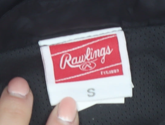 Rawlings Men's Black S Track Jacket Baseball Short Sleeve 1/4 Zip