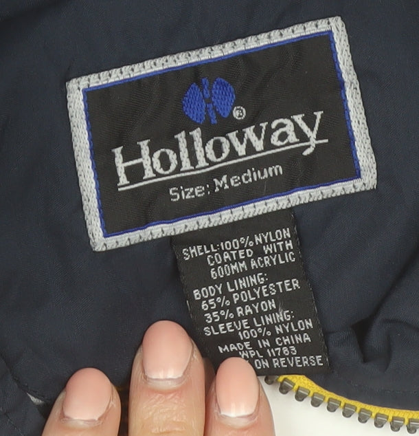 Holloway Men's Blue Yellow Windbreaker Jacket Medium Sports Full Zip