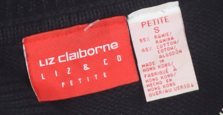Liz Claiborne Men's Black Fair Isle 1/4 Zip Winter Jumper Size S