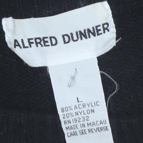 Alfred Dunner Womens Black Sequin Argyle Knit Jumper Size L