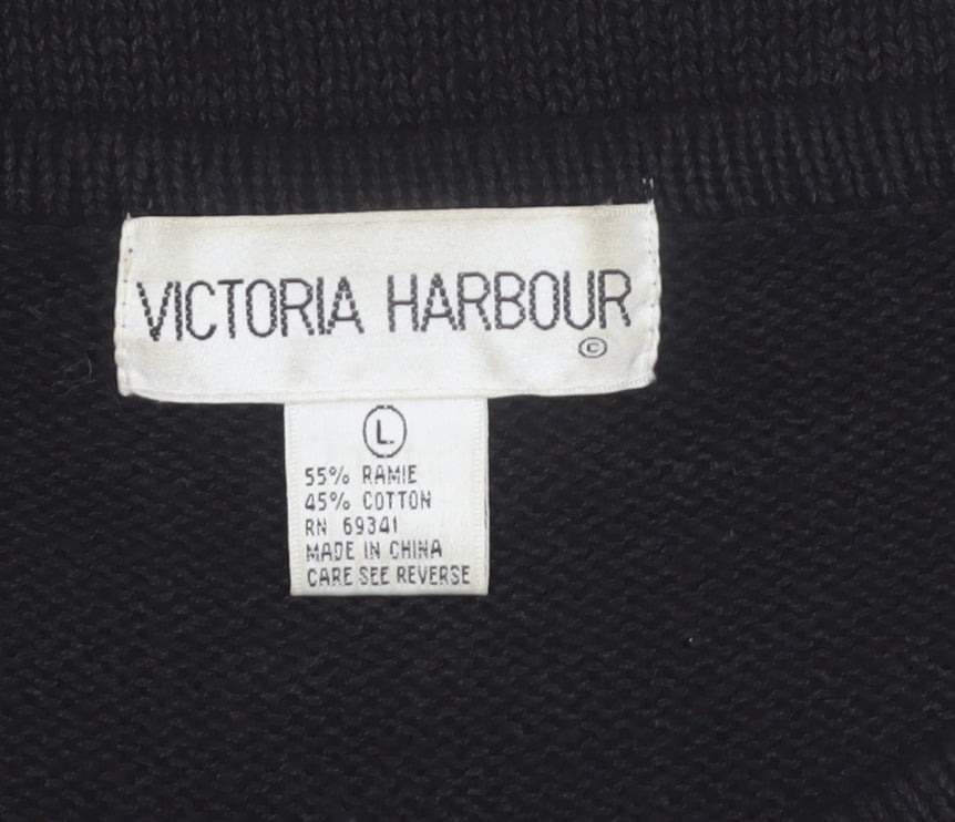 Victoria Harbour Womens Black L Beaded Knit Jumper Vintage Pullover