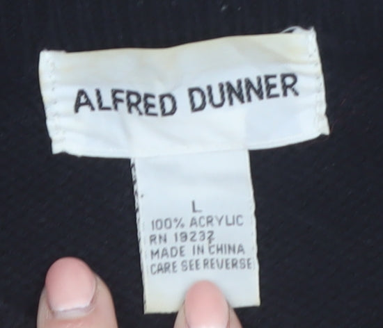 Alfred Dunner Women's Black Sequin Argyle Acrylic Jumper L
