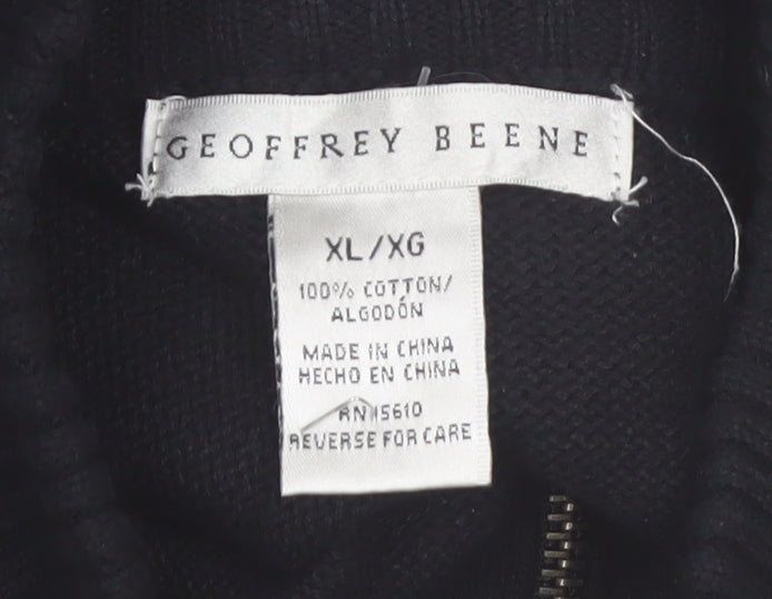 Geoffrey Beene Men's Black Argyle 1/2 Zip Cotton Jumper XL