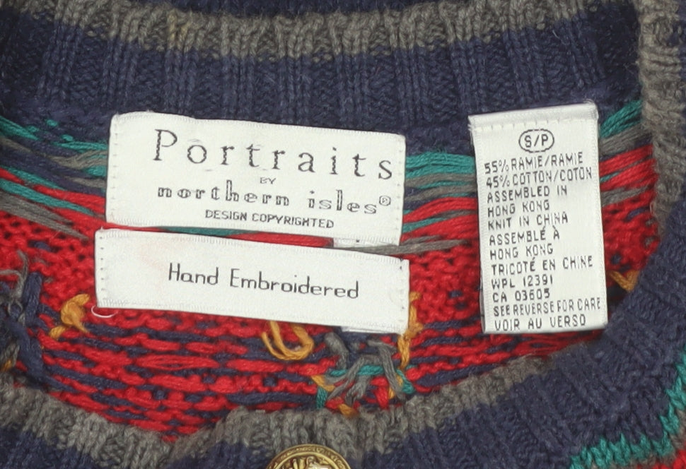 Portraits by Northern Isles Women's Blue Fair Isle Cardigan S Knit Jumper