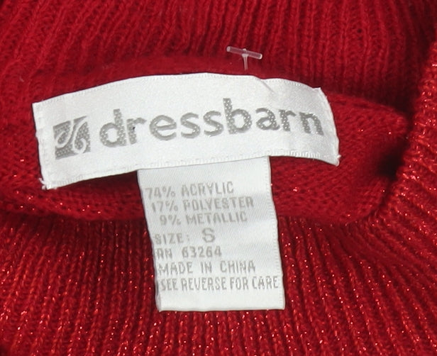 Dressbarn Women Red Roll Neck Pullover Jumper Size S Long Sleeve Knit