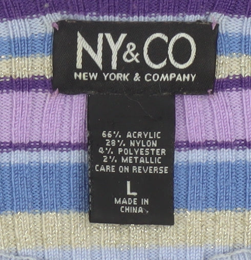 NY & CO Women’s Multicoloured Striped Boat Neck Knit Jumper L