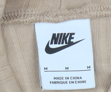 Nike Women’s Beige Ribbed Mock Neck Long Sleeve Top Size M