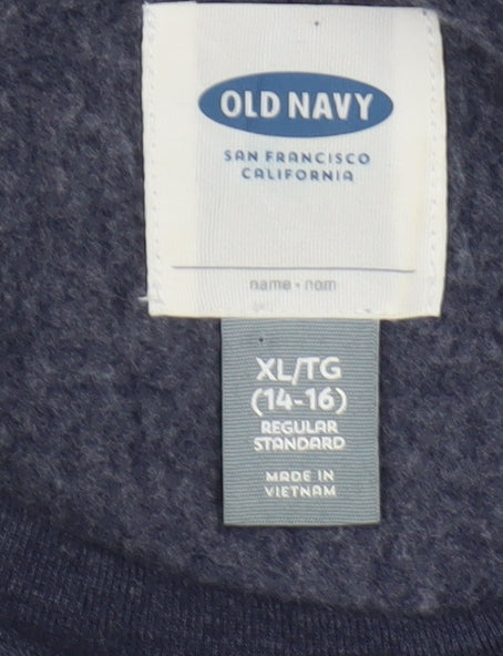 Old Navy Teens Navy Blue Pullover Sweatshirt XL Graphic Epic Fleece