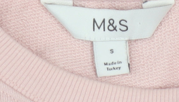 Marks & Spencer Womens Pink Tie Dye Cotton Crew Neck Sweatshirt S