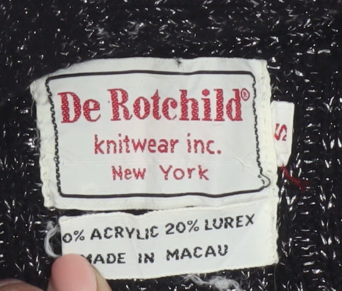 De Rotchild Womens Black V-Neck Knit Pullover Jumper Size S