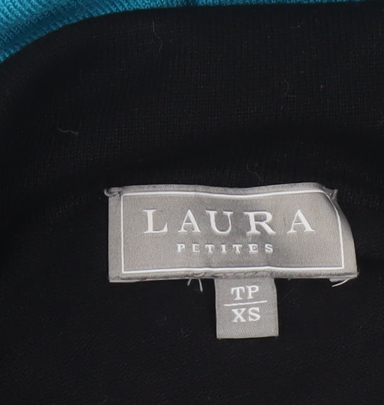 Laura Petites Women’s Blue Black High Neck Knit Pullover Jumper XS
