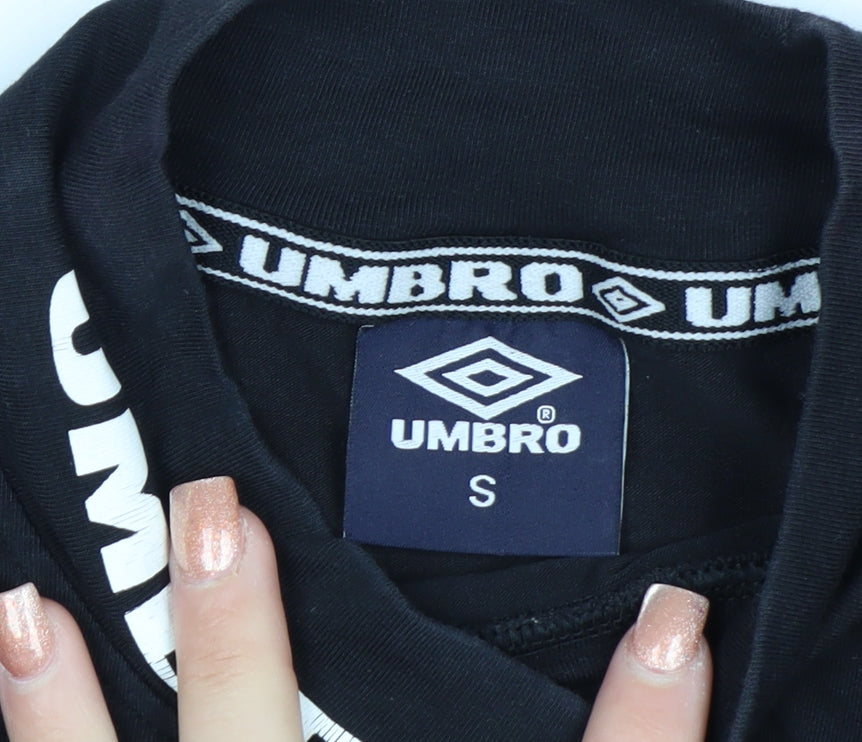 Umbro Women's Black Cropped Logo High Neck T-Shirt Size S