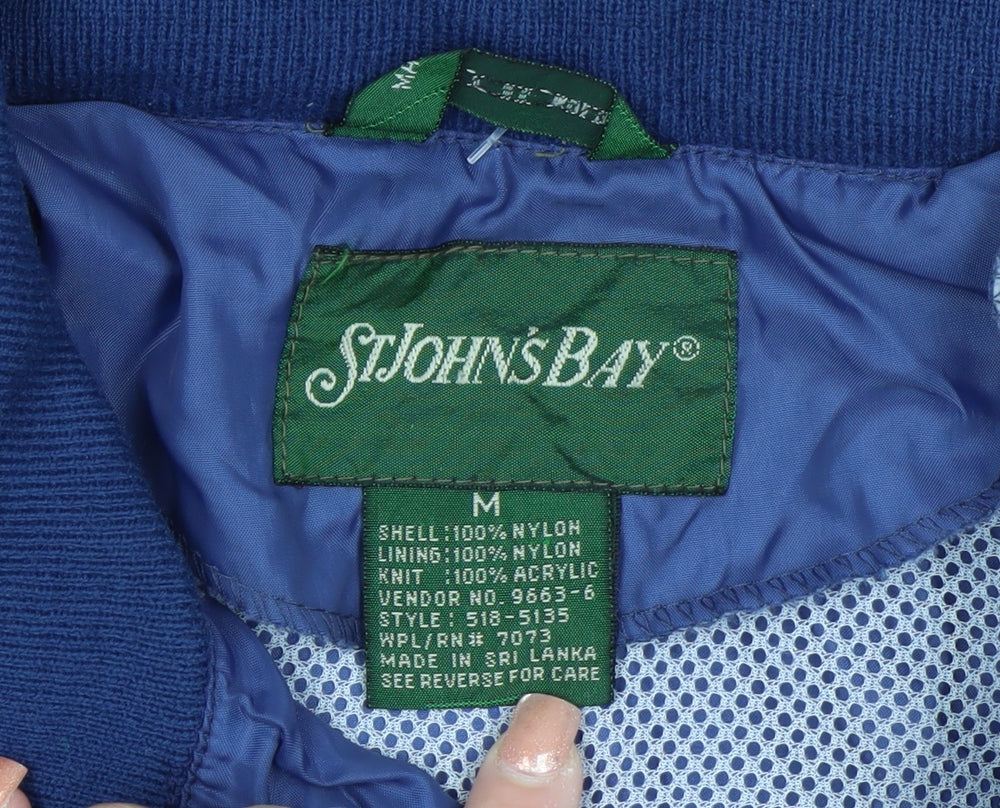 St. John’s Bay Men Blue Nylon Windbreaker Jacket Size M