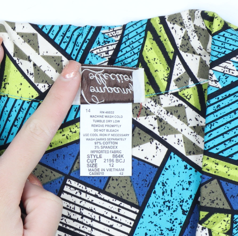 Company Collection Women's Multicoloured Geometric Cotton Blazer Jacket Size 12